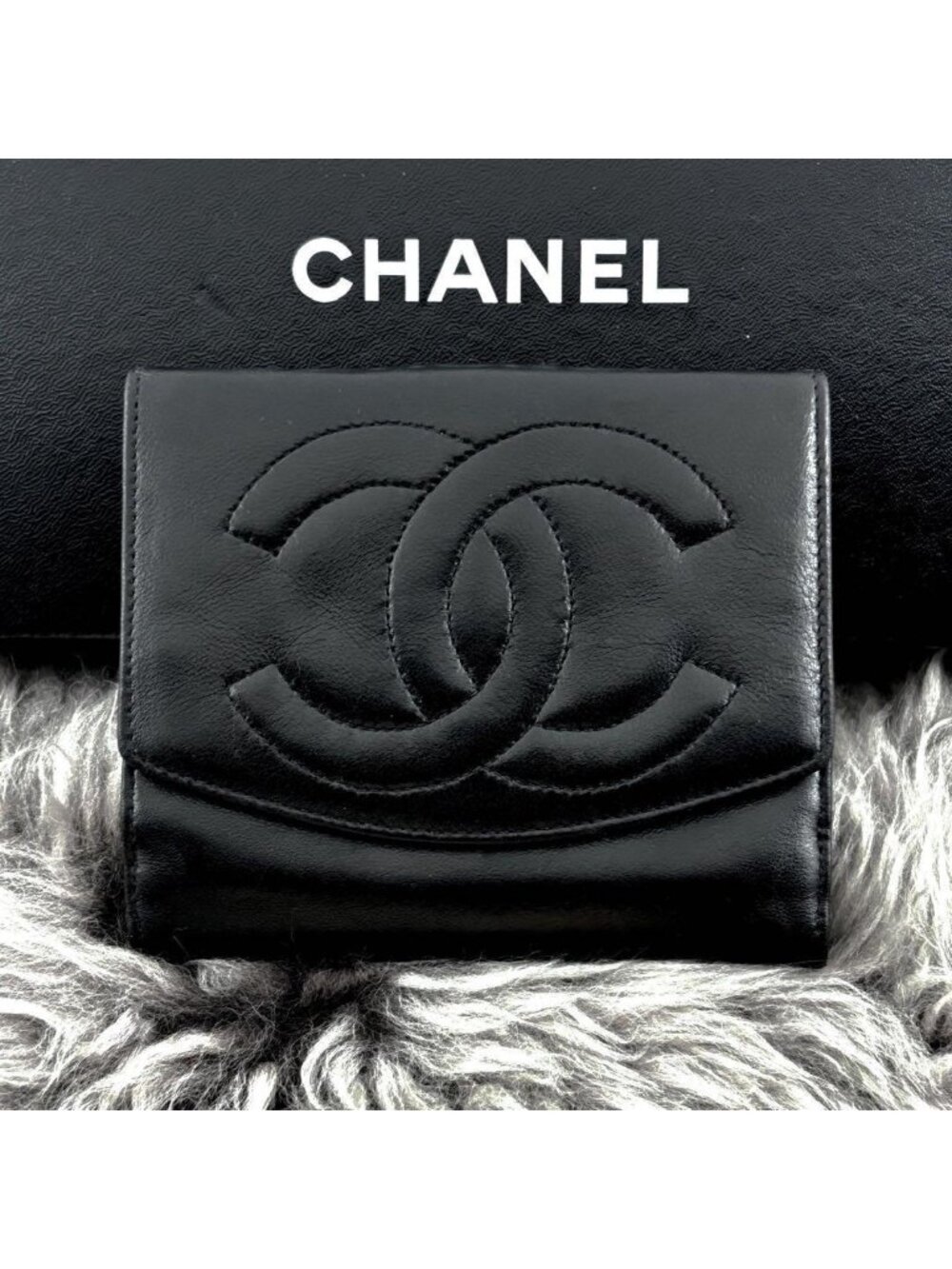 Chanel Wallet Coco Stitch Jumbo CC Logo Snap Bifold